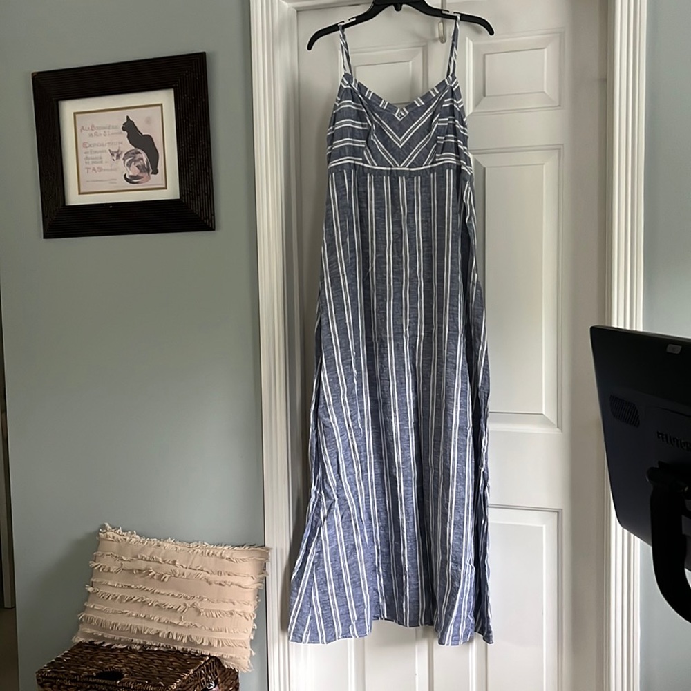 Saint Tropez West Blue and White Striped Maxi Dress